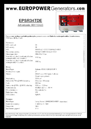 डीजल पावर जनरेटर Europower EPSR34TDE (LS)