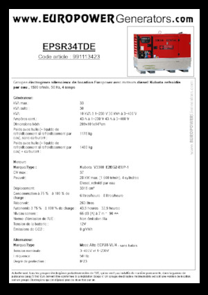 डीजल पावर जनरेटर Europower EPSR34TDE (MA)