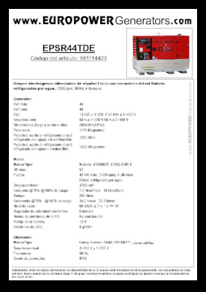 डीजल पावर जनरेटर Europower EPSR44TDE (LS)