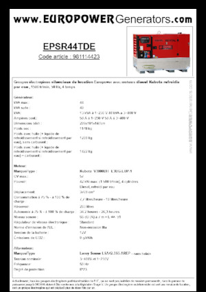 डीजल पावर जनरेटर Europower EPSR44TDE (LS)