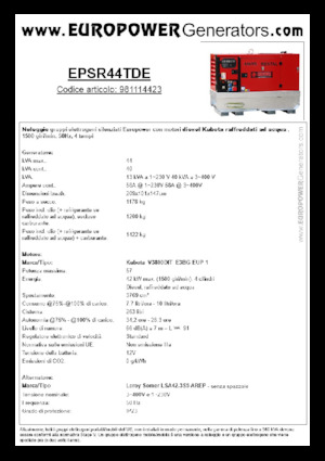 डीजल पावर जनरेटर Europower EPSR44TDE (LS)