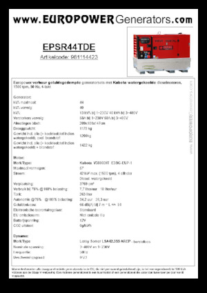 डीजल पावर जनरेटर Europower EPSR44TDE (LS)