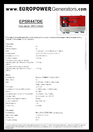 डीजल पावर जनरेटर Europower EPSR44TDE (MA)