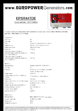 डीजल पावर जनरेटर Europower EPSR44TDE (MA)