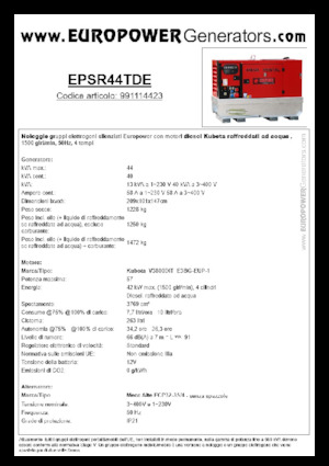 डीजल पावर जनरेटर Europower EPSR44TDE (MA)