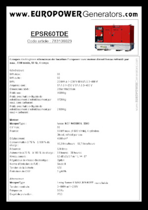 डीजल पावर जनरेटर Europower EPSR60TDE (LS)