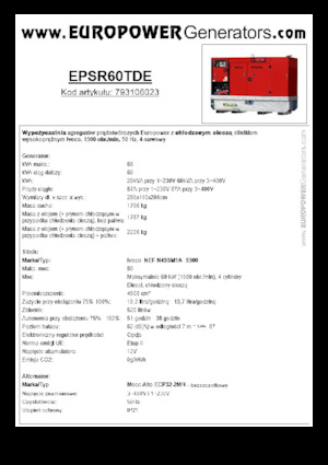 डीजल पावर जनरेटर Europower EPSR60TDE (MA)