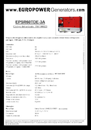 डीजल पावर जनरेटर Europower EPSR60TDE-3A (LS)