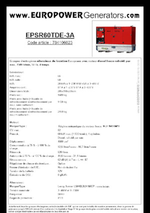 डीजल पावर जनरेटर Europower EPSR60TDE-3A (LS)