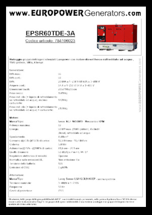 डीजल पावर जनरेटर Europower EPSR60TDE-3A (LS)