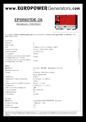 डीजल पावर जनरेटर Europower EPSR60TDE-3A (LS)