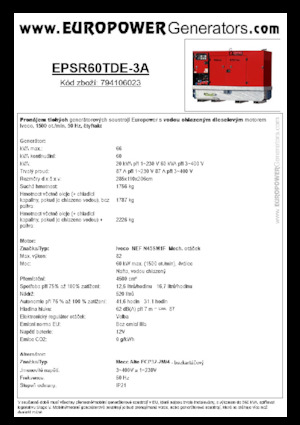 डीजल पावर जनरेटर Europower EPSR60TDE-3A (MA)
