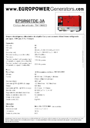 डीजल पावर जनरेटर Europower EPSR60TDE-3A (MA)