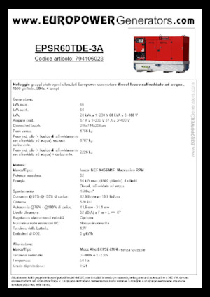 डीजल पावर जनरेटर Europower EPSR60TDE-3A (MA)