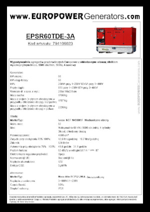 डीजल पावर जनरेटर Europower EPSR60TDE-3A (MA)