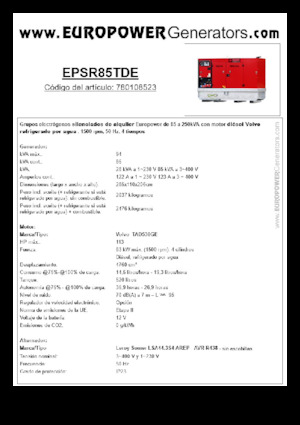 डीजल पावर जनरेटर Europower EPSR85TDE (LS)