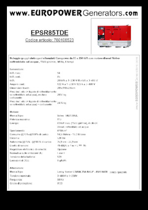 डीजल पावर जनरेटर Europower EPSR85TDE (LS)