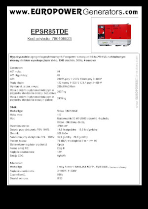 डीजल पावर जनरेटर Europower EPSR85TDE (LS)
