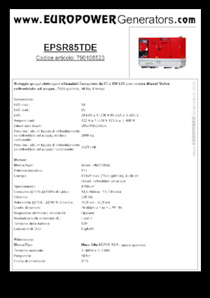 डीजल पावर जनरेटर Europower EPSR85TDE (MA)
