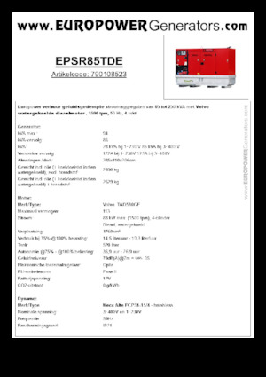 डीजल पावर जनरेटर Europower EPSR85TDE (MA)
