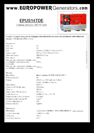डीजल पावर जनरेटर Europower EPUS14TDE (LS)
