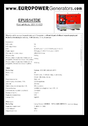 डीजल पावर जनरेटर Europower EPUS14TDE (LS)