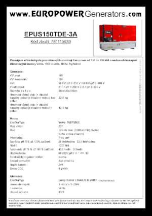 डीजल पावर जनरेटर Europower EPUS150TDE-3A (LS)