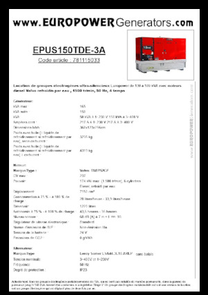डीजल पावर जनरेटर Europower EPUS150TDE-3A (LS)