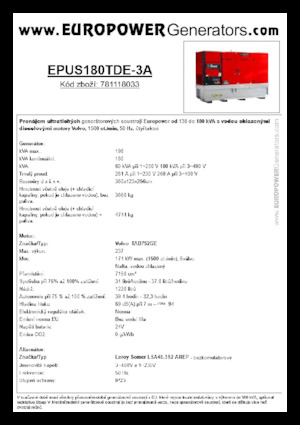 डीजल पावर जनरेटर Europower EPUS180TDE-3A (LS)