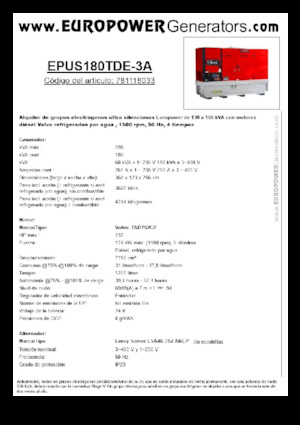 डीजल पावर जनरेटर Europower EPUS180TDE-3A (LS)