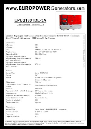 डीजल पावर जनरेटर Europower EPUS180TDE-3A (LS)