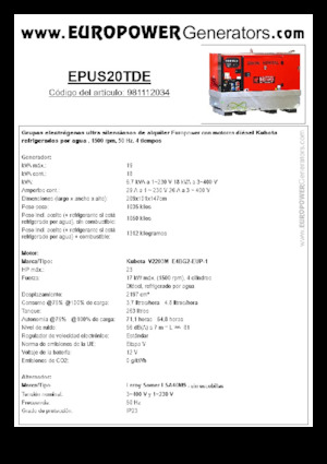 डीजल पावर जनरेटर Europower EPUS20TDE (LS)