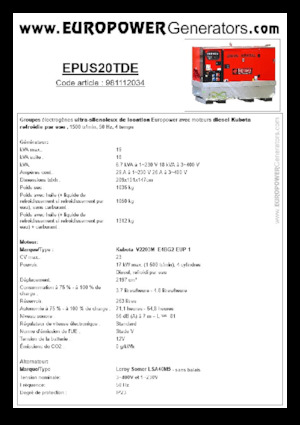 डीजल पावर जनरेटर Europower EPUS20TDE (LS)