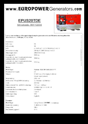 डीजल पावर जनरेटर Europower EPUS20TDE (LS)