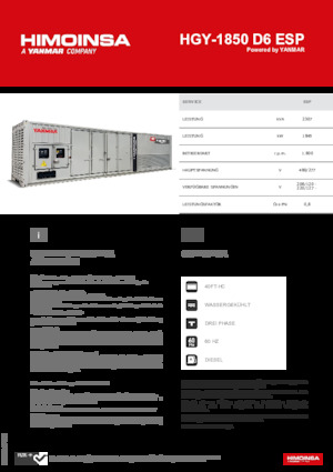 डीजल पावर जनरेटर HIMOINSA HGY-1850 D6 ESP