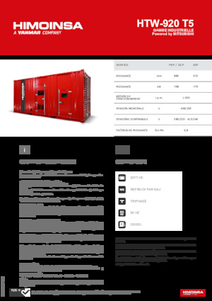 डीजल पावर जनरेटर HIMOINSA HTW-920 T5