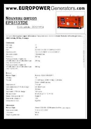 डीजल पावर जनरेटर Europower New Boy EPS113TDE (S)