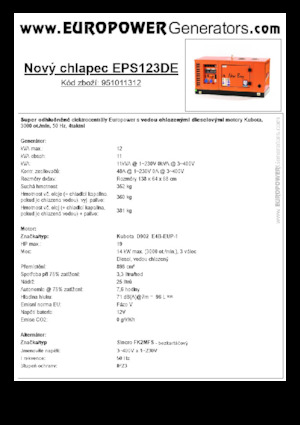 डीजल पावर जनरेटर Europower New Boy EPS123DE (S)