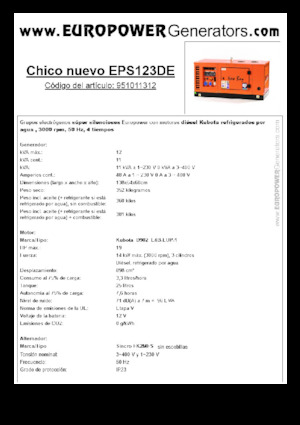 डीजल पावर जनरेटर Europower New Boy EPS123DE (S)