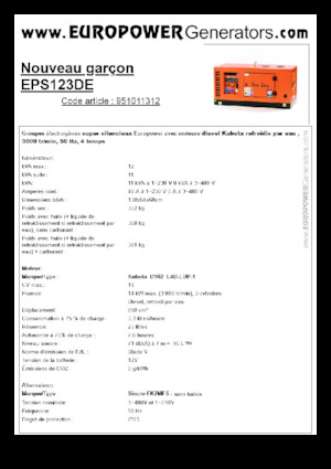 डीजल पावर जनरेटर Europower New Boy EPS123DE (S)