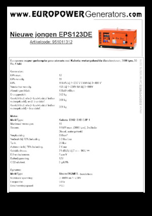 डीजल पावर जनरेटर Europower New Boy EPS123DE (S)