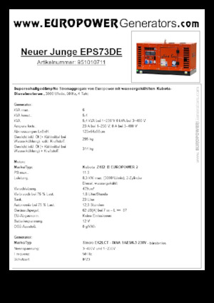 डीजल पावर जनरेटर Europower New Boy EPS73DE (S)