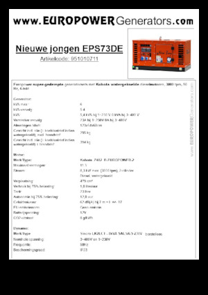 डीजल पावर जनरेटर Europower New Boy EPS73DE (S)
