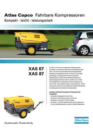 पोर्टेबल एयर कंप्रेसर - डीजल, इलेक्ट्रिक, गैसोलीन Atlas Copco XAS 67 Dd