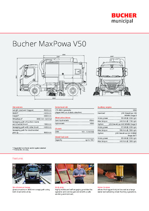 डुअल ऑपरेशन स्वीपर ट्रक Bucher-Schörling MaxPowa V50h