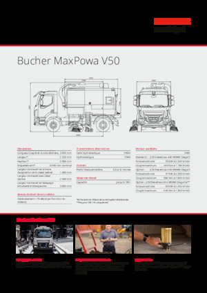 डुअल ऑपरेशन स्वीपर ट्रक Bucher-Schörling MaxPowa V50m