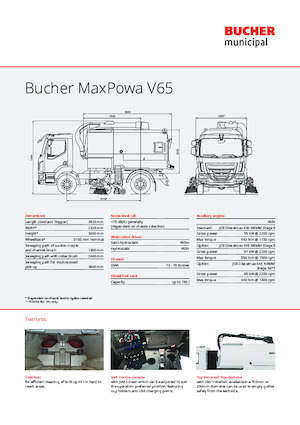 डुअल ऑपरेशन स्वीपर ट्रक Bucher-Schörling MaxPowa V65m