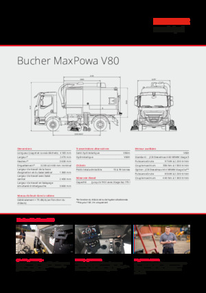 डुअल ऑपरेशन स्वीपर ट्रक Bucher-Schörling MaxPowa V80t