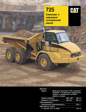 आर्टिकुलेटेड डंप ट्रक Caterpillar 725