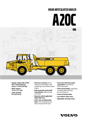 आर्टिकुलेटेड डंप ट्रक Volvo A20C 6x6